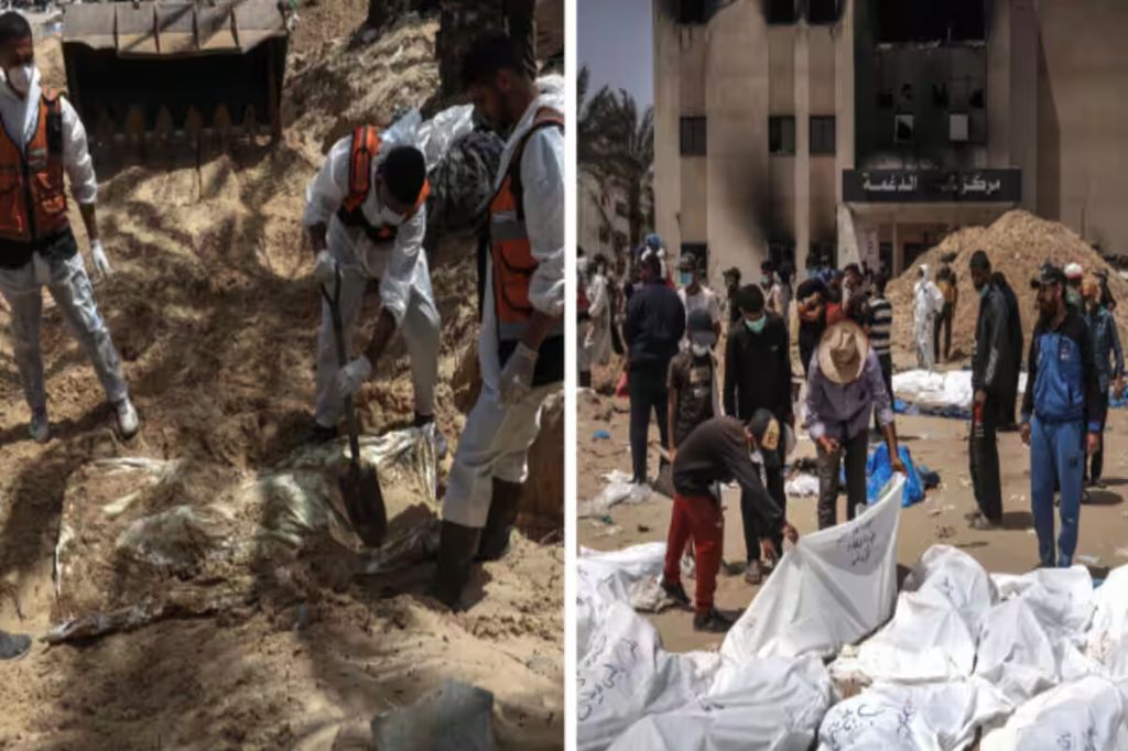 gaza hospital found out 200 dead bodies allegation on israel